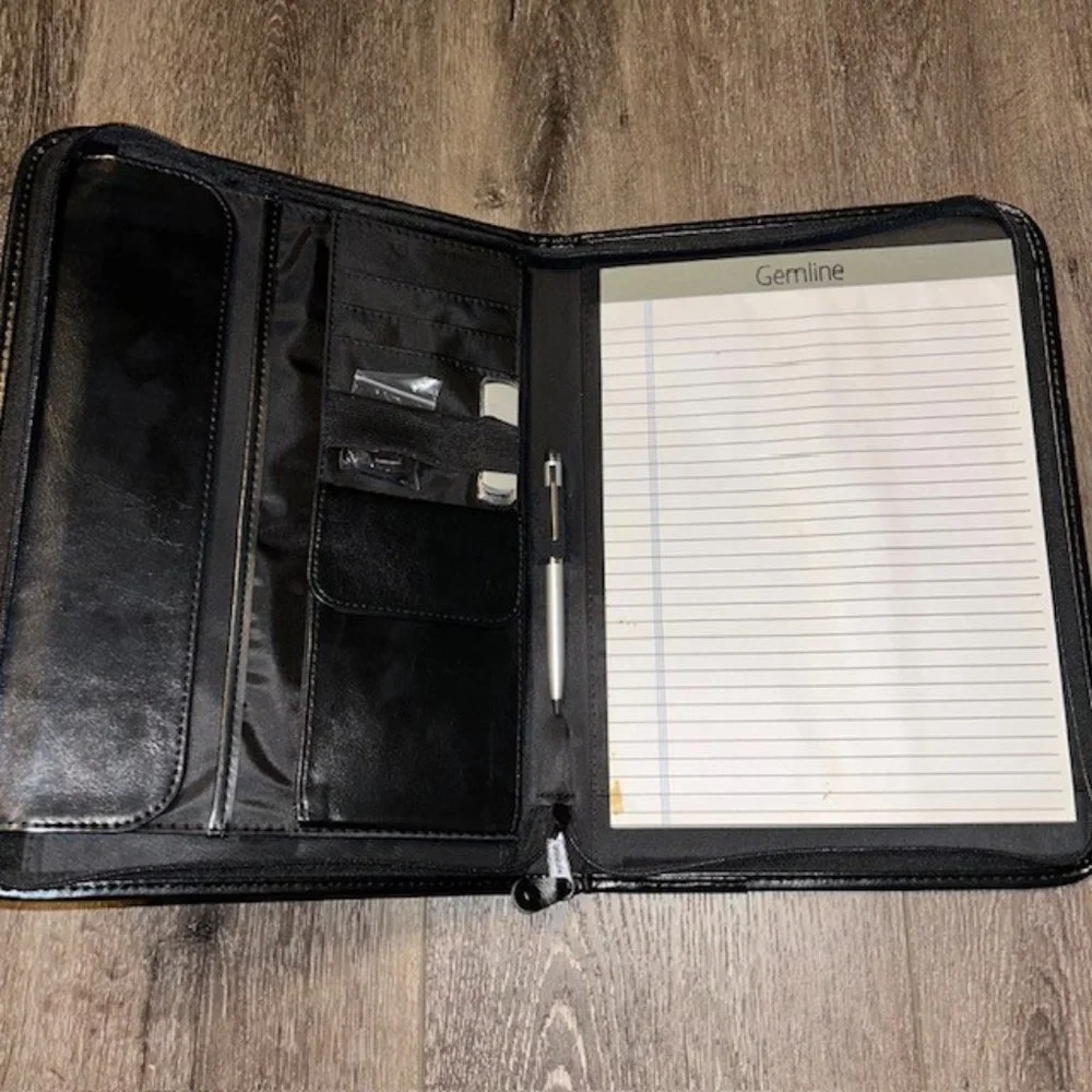Blue Line Little Caesars Black Leather Travel Bag Organizer Zip Holder Planner